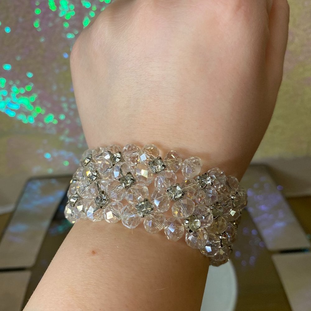 COPY - Glass Beads With Faux Diamond Bracelet